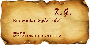 Krevenka Győző névjegykártya